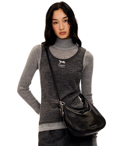 Moromoro2(モロモロ)の「レイヤードデザインタートルニットトップス MY0358【Moromoro2】【2025AW】(ニット/セーター・レディース・グレー/ネイビー/ブラウン・M/S)」の2枚目の写真