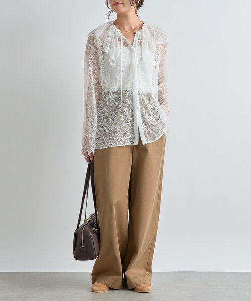 RIVE DROITE（リヴドロワ）の「【繊細なレースがアクセントに】フリルカラーレースブラウス（シャツ/ブラウス・レディース・オフホワイト/ブラック・FREE）」の3枚目の写真