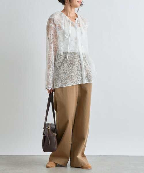 RIVE DROITE（リヴドロワ）の「【繊細なレースがアクセントに】フリルカラーレースブラウス（シャツ/ブラウス・レディース・オフホワイト/ブラック・FREE）」の5枚目の写真