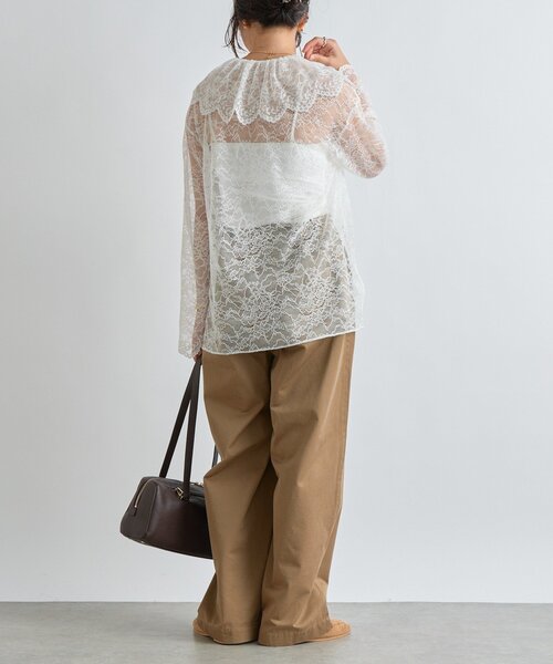 RIVE DROITE（リヴドロワ）の「【繊細なレースがアクセントに】フリルカラーレースブラウス（シャツ/ブラウス・レディース・オフホワイト/ブラック・FREE）」の6枚目の写真