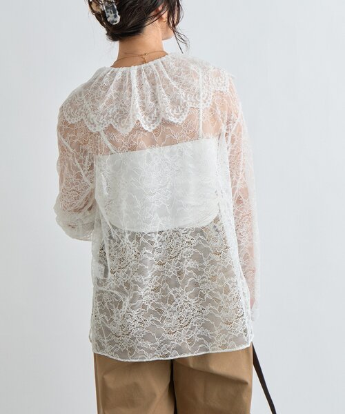 RIVE DROITE（リヴドロワ）の「【繊細なレースがアクセントに】フリルカラーレースブラウス（シャツ/ブラウス・レディース・オフホワイト/ブラック・FREE）」の9枚目の写真