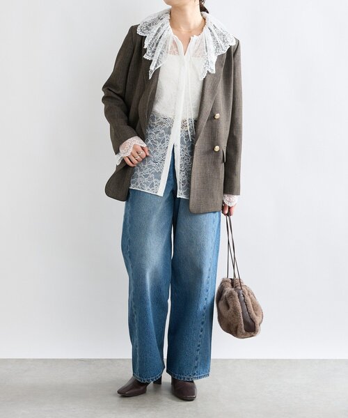 RIVE DROITE（リヴドロワ）の「【繊細なレースがアクセントに】フリルカラーレースブラウス（シャツ/ブラウス・レディース・オフホワイト/ブラック・FREE）」の8枚目の写真