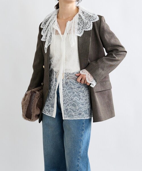 RIVE DROITE（リヴドロワ）の「【繊細なレースがアクセントに】フリルカラーレースブラウス（シャツ/ブラウス・レディース・オフホワイト/ブラック・FREE）」の12枚目の写真