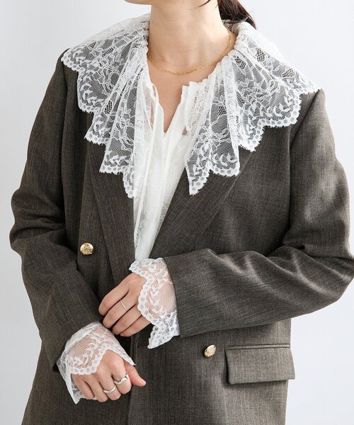 RIVE DROITE（リヴドロワ）の「【繊細なレースがアクセントに】フリルカラーレースブラウス（シャツ/ブラウス・レディース・オフホワイト/ブラック・FREE）」の14枚目の写真