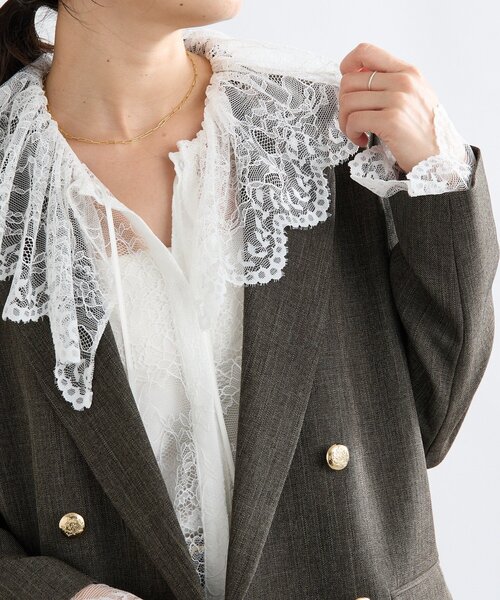 RIVE DROITE（リヴドロワ）の「【繊細なレースがアクセントに】フリルカラーレースブラウス（シャツ/ブラウス・レディース・オフホワイト/ブラック・FREE）」の16枚目の写真