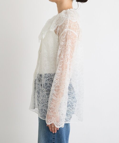 RIVE DROITE（リヴドロワ）の「【繊細なレースがアクセントに】フリルカラーレースブラウス（シャツ/ブラウス・レディース・オフホワイト/ブラック・FREE）」の21枚目の写真