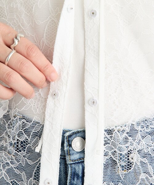 RIVE DROITE（リヴドロワ）の「【繊細なレースがアクセントに】フリルカラーレースブラウス（シャツ/ブラウス・レディース・オフホワイト/ブラック・FREE）」の22枚目の写真
