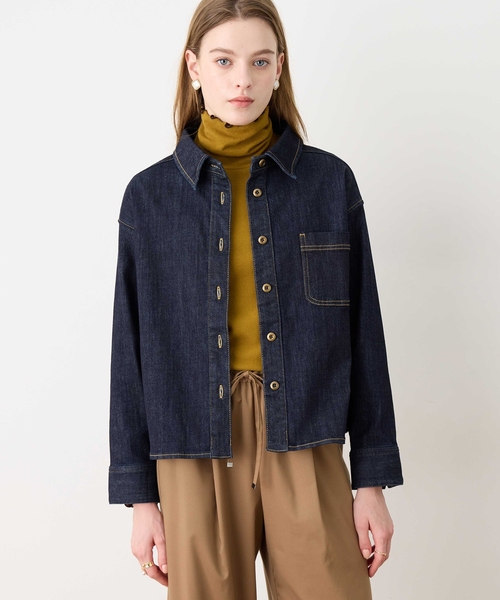 LE SOUK HOLIDAY（ルスークホリデー）の「デニムショートシャツ（シャツ/ブラウス・レディース・ブラック/ネイビー・M/L）」の3枚目の写真