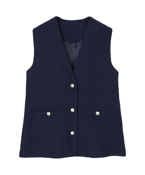 UR'S（ユアーズ）の「ツイードジレベスト（ベスト・レディース・ブラック/ネイビー/ホワイト・L/M/S）」の3枚目の写真