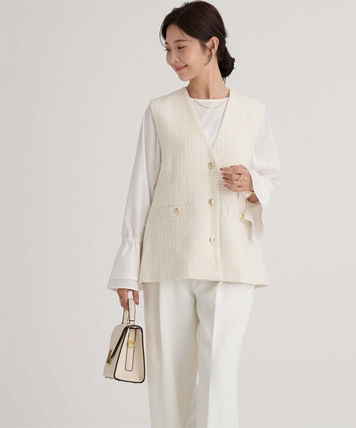 UR'S（ユアーズ）の「ツイードジレベスト（ベスト・レディース・ブラック/ネイビー/ホワイト・L/M/S）」の2枚目の写真