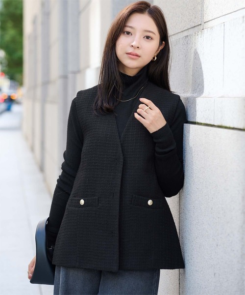 UR'S（ユアーズ）の「ツイードジレベスト（ベスト・レディース・ブラック/ネイビー/ホワイト・L/M/S）」の16枚目の写真