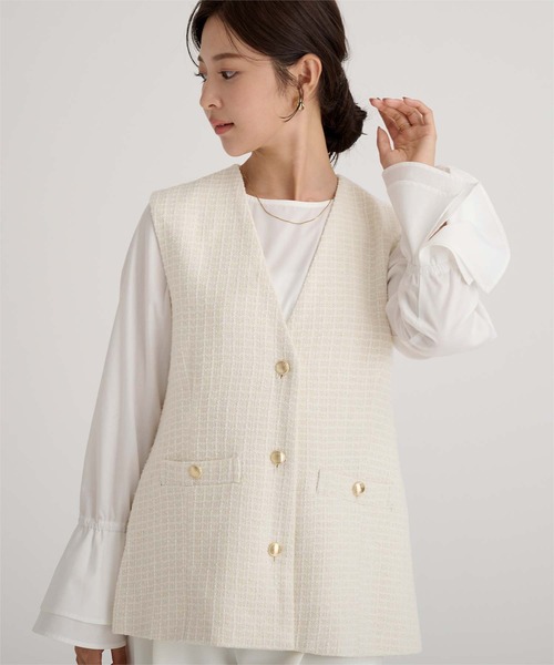 UR'S（ユアーズ）の「ツイードジレベスト（ベスト・レディース・ブラック/ネイビー/ホワイト・L/M/S）」の4枚目の写真