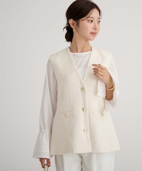 UR'S（ユアーズ）の「ツイードジレベスト（ベスト・レディース・ブラック/ネイビー/ホワイト・L/M/S）」の8枚目の写真