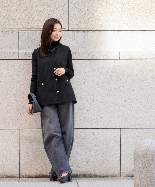 UR'S（ユアーズ）の「ツイードジレベスト（ベスト・レディース・ブラック/ネイビー/ホワイト・L/M/S）」の17枚目の写真