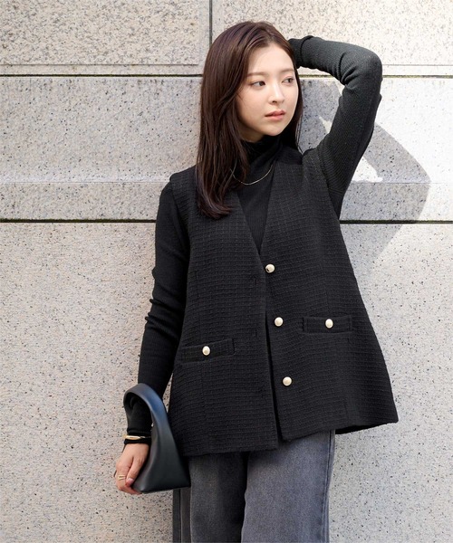 UR'S（ユアーズ）の「ツイードジレベスト（ベスト・レディース・ブラック/ネイビー/ホワイト・L/M/S）」の18枚目の写真