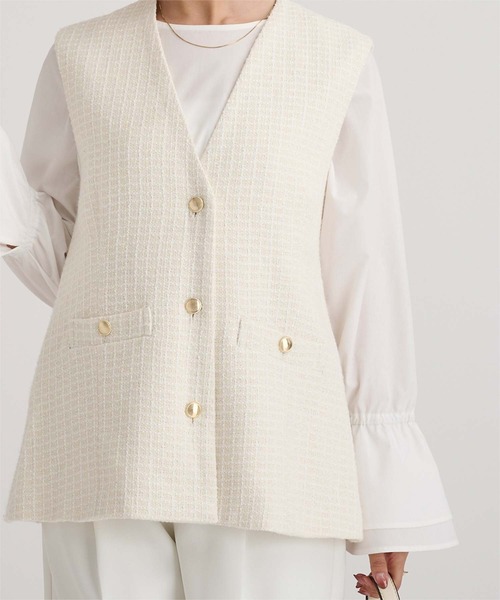 UR'S（ユアーズ）の「ツイードジレベスト（ベスト・レディース・ブラック/ネイビー/ホワイト・L/M/S）」の10枚目の写真