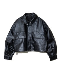 Fun Fashion Future/ファンファッションフューチャー フェイクレザー 2WAYカラーショートブルゾン