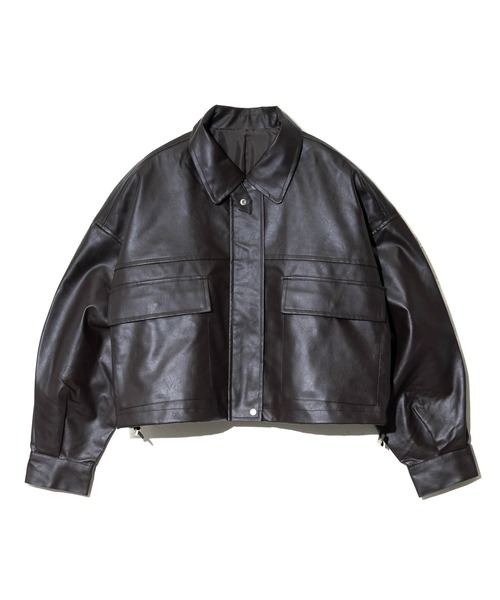 go slow caravan(ゴースローキャラバン)の「Fun Fashion Future/ファンファッションフューチャー フェイクレザー 2WAYカラーショートブルゾン(ブルゾン・レディース・ブラック/ブラウン・FREE)」の12枚目の写真