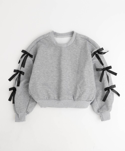 URBAN CHERRY（アーバンチェリー）の「サイドリボンデザイントレーナー（スウェット・キッズ・グレー・140cm/130cm/120cm/150cm）」の13枚目の写真