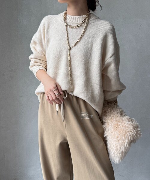 DouDou(ドゥドゥ)の「【WEB限定】ワイドシルエットクルーネックプルオーバー(ニット/セーター・レディース・ブラック/アイボリー/ライトグレー/サックスブルー・FREE)」の18枚目の写真
