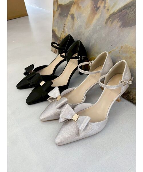 MERCURYDUO（マーキュリーデュオ）の「グリッターリボンパンプス（パンプス・レディース・ブラック/シルバー・36/38）」の3枚目の写真