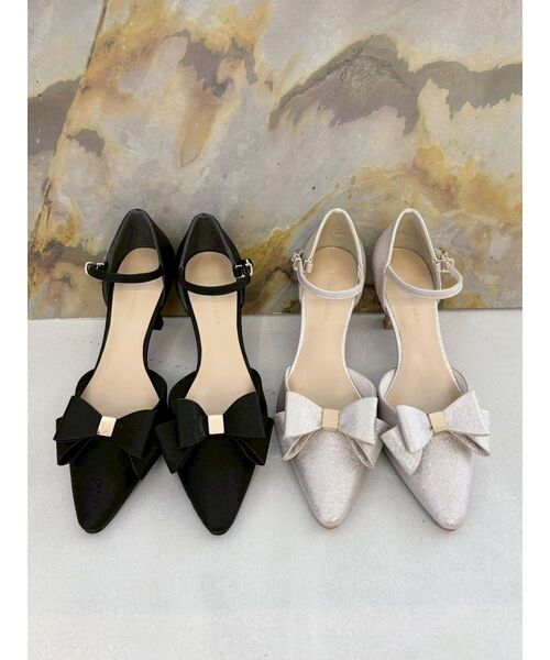 MERCURYDUO（マーキュリーデュオ）の「グリッターリボンパンプス（パンプス・レディース・ブラック/シルバー・36/38）」の4枚目の写真