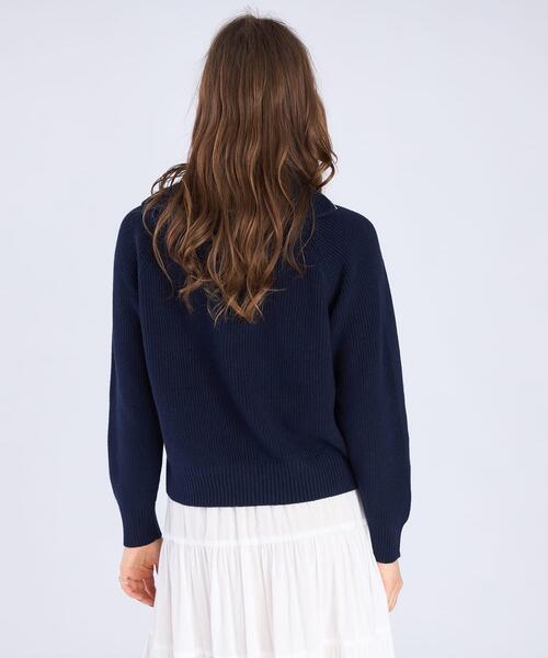 To b. by agnes b.（トゥービーバイアニエスベー）の「ハーフジップ ニット プルオーバー（ニット/セーター・レディース・ネイビー・FREE）」の5枚目の写真