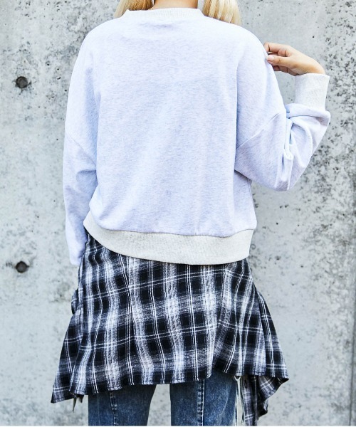 GORGE（ゴージ）の「《ロゴ×ハート刺繍》レディース 裏毛スウェット 短丈プルオーバー カジュアル 春秋冬（スウェット・レディース・オートミール/ブラック/オフホワイト・F）」の16枚目の写真
