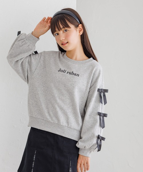 coca（coca）（コカ）の「キッズ　袖リボンスウェットトップス（スウェット・キッズ・グレー/ブラック・120/130/140/150）」の6枚目の写真