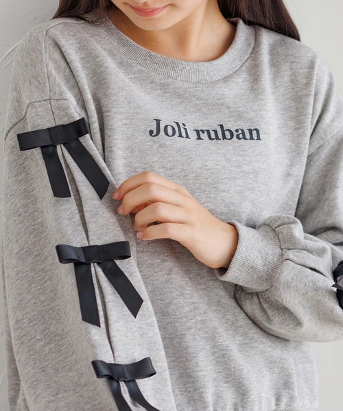 coca（coca）（コカ）の「キッズ　袖リボンスウェットトップス（スウェット・キッズ・グレー/ブラック・120/130/140/150）」の8枚目の写真