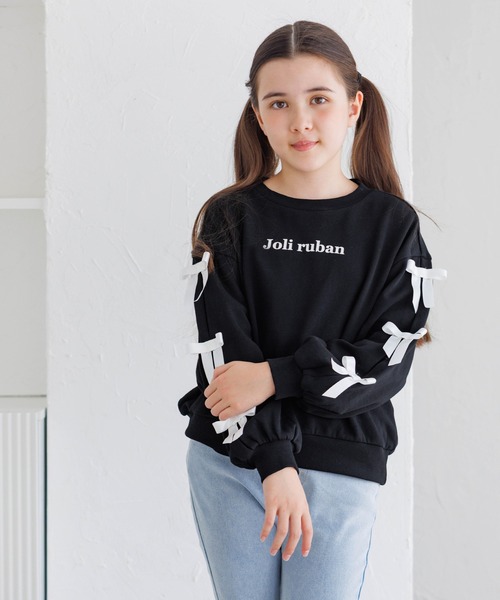 coca（coca）（コカ）の「キッズ　袖リボンスウェットトップス（スウェット・キッズ・グレー/ブラック・120/130/140/150）」の9枚目の写真