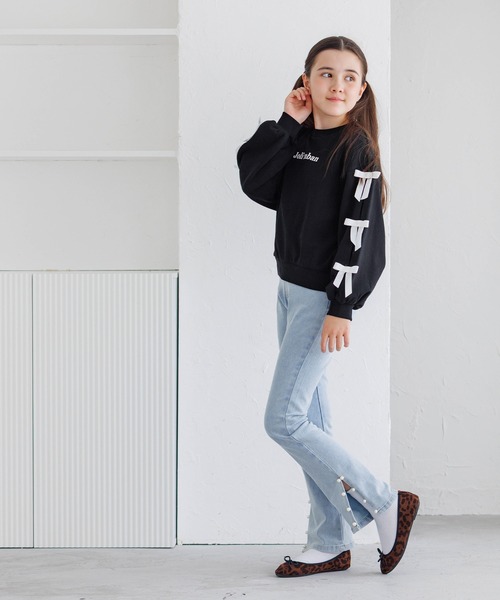 coca（coca）（コカ）の「キッズ　袖リボンスウェットトップス（スウェット・キッズ・グレー/ブラック・120/130/140/150）」の11枚目の写真