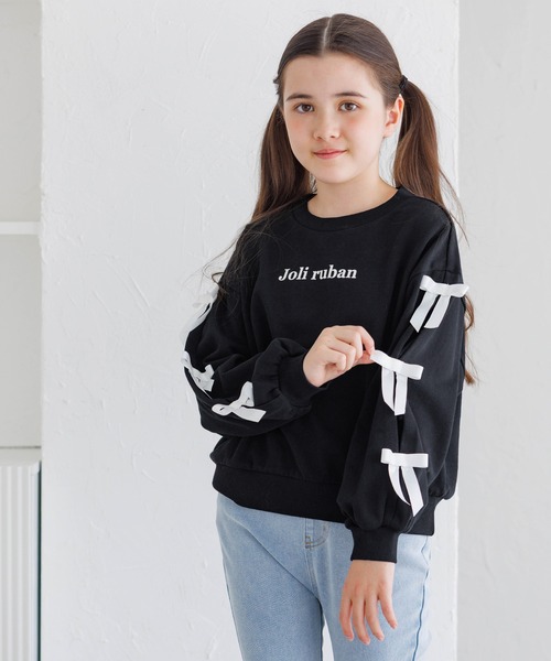 coca（coca）（コカ）の「キッズ　袖リボンスウェットトップス（スウェット・キッズ・グレー/ブラック・120/130/140/150）」の13枚目の写真