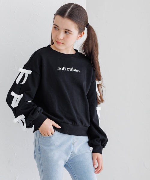 coca（coca）（コカ）の「キッズ　袖リボンスウェットトップス（スウェット・キッズ・グレー/ブラック・120/130/140/150）」の14枚目の写真