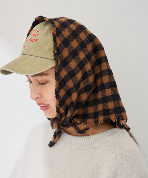 セール】MY LAB ウールチェック三角スカーフ（バンダナ/スカーフ