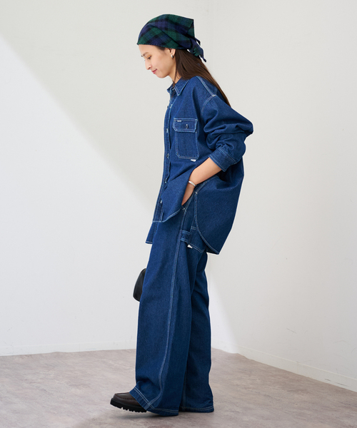 FRAMeWORK（フレームワーク）の「MY LAB ウールチェック三角スカーフ（バンダナ/スカーフ・レディース・ネイビー/ブラウン・FREE）」の19枚目の写真