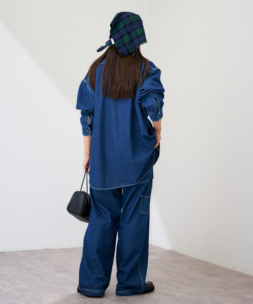 FRAMeWORK（フレームワーク）の「MY LAB ウールチェック三角スカーフ（バンダナ/スカーフ・レディース・ネイビー/ブラウン・FREE）」の21枚目の写真