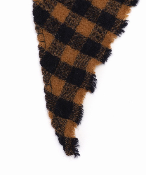 FRAMeWORK（フレームワーク）の「MY LAB ウールチェック三角スカーフ（バンダナ/スカーフ・レディース・ネイビー/ブラウン・FREE）」の7枚目の写真
