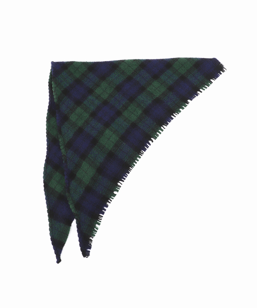 FRAMeWORK（フレームワーク）の「MY LAB ウールチェック三角スカーフ（バンダナ/スカーフ・レディース・ネイビー/ブラウン・FREE）」の11枚目の写真