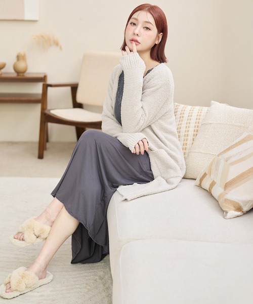 by LEGNA（バイレグナ）の「もこもこカーディガン（ルームウェア/パジャマ・レディース・モカ/スモークピンク/グレイッシュベージュ・FREE）」の12枚目の写真