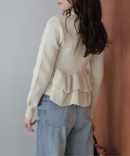 AMELY(エミリー)の「ダブルペプラムスキッパーニットトップス(ニット/セーター・レディース・ブラック/モカ/ベージュ・フリー)」の18枚目の写真