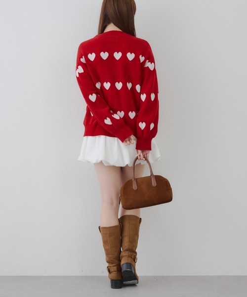 セール】ベロアモールたっぷりハートニット（ニット/セーター