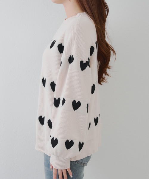 ベロアモールたっぷりハートニット（ニット/セーター）｜continuer de