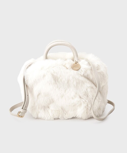 index(インデックス)の「【2WAY】フェイクファーラウンドショルダーバッグ(ショルダーバッグ・レディース・オフホワイト/グレー・00)」の7枚目の写真