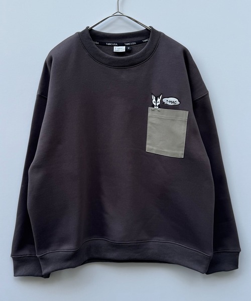 セール】T-MAC キツネのぞき刺繍 オーバーサイズ 裏起毛スウェット