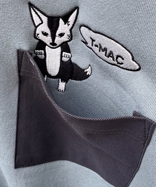 セール】T-MAC キツネのぞき刺繍 オーバーサイズ 裏起毛スウェット