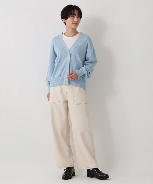 Afternoon Tea（アフタヌーンティー）の「フワフワスフレVネックカーディガン（カーディガン/ボレロ・レディース・サーモンピンク/ライトブルー/ライトブラウン・MEDIUM）」の11枚目の写真