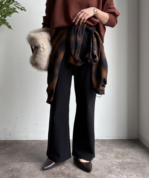 DouDou（ドゥドゥ）の「裏起毛セミフレアイージーパンツ（その他パンツ・レディース・ライトベージュ/ブラック/ブラウン・36/38）」の11枚目の写真