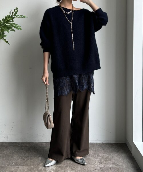 DouDou（ドゥドゥ）の「裏起毛セミフレアイージーパンツ（その他パンツ・レディース・ライトベージュ/ブラック/ブラウン・36/38）」の13枚目の写真