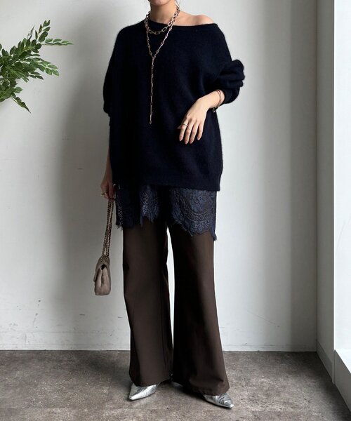 DouDou（ドゥドゥ）の「裏起毛セミフレアイージーパンツ（その他パンツ・レディース・ライトベージュ/ブラック/ブラウン・36/38）」の14枚目の写真